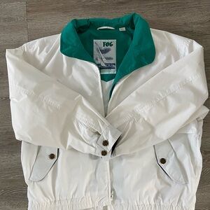 London Fog Green and White Bomber Jacket Retro Chic